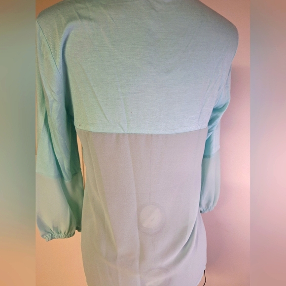 BKE Sea Green Sheer Embellished  Top Size Sm - Picture 6 of 10